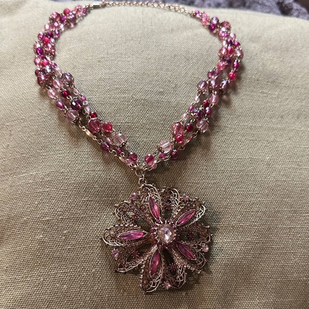 Elegant Pink Beaded Necklace